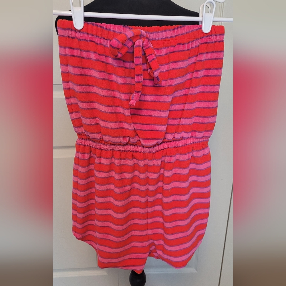 Urban Renewal TERRY Romper STRAPLESS VINTAGE FABRICS SIZE S Orange Pink